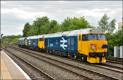 50033 + 46035 + 50007 at Leamington Spa