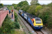 57312 + 2 EMR PCs at Honeybourne station.